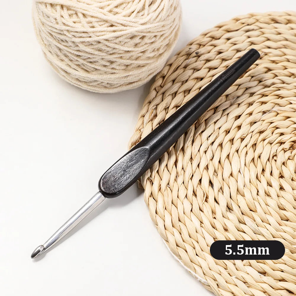 Crochet Hook, Polished Wooden Handle for Handmade Yarn & Needlework Crafts