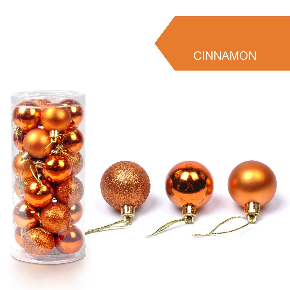 24pcs 3cm Glitter Christmas Ball Ornament Hanging Ball Gold Pink Champagne Christmas Tree Decorations New Year Gift