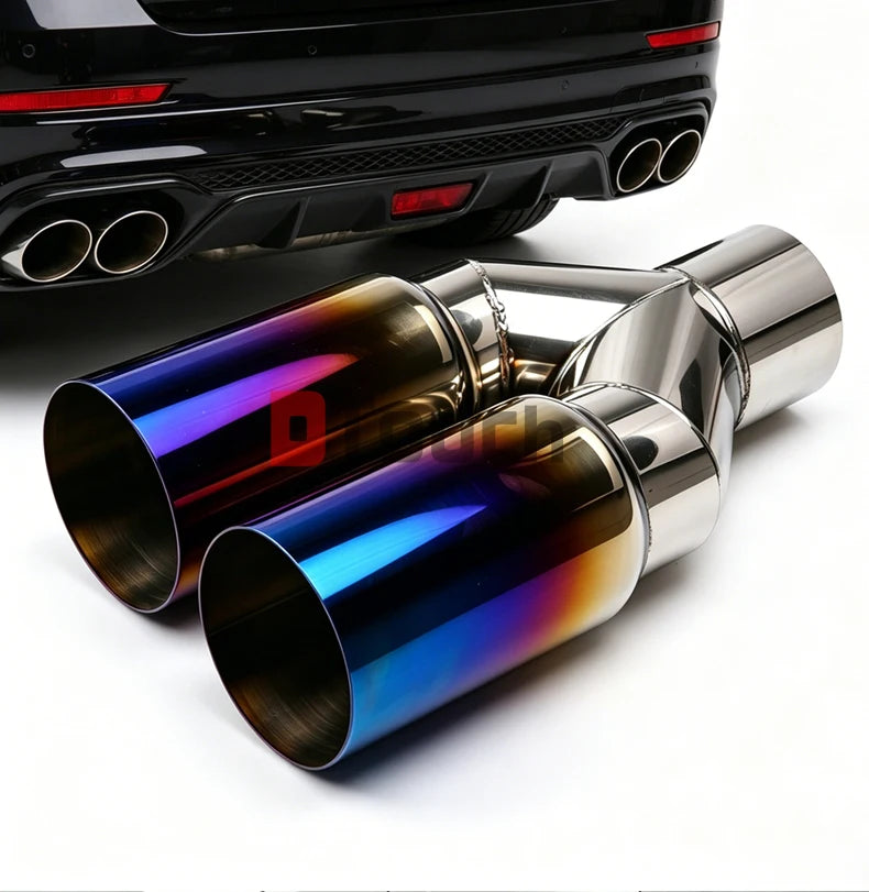 Dual Outlet Stainless Steel Exhaust Tail Pipe Muffler | 63mm x 76mm