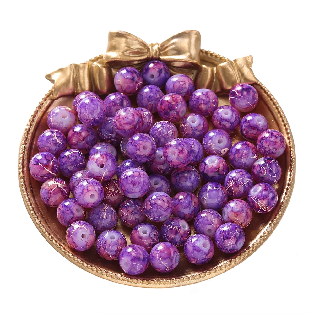 Glass Beads Crystal Crackle Round Imitation Jade-Style Stone Crafts Craft Beads