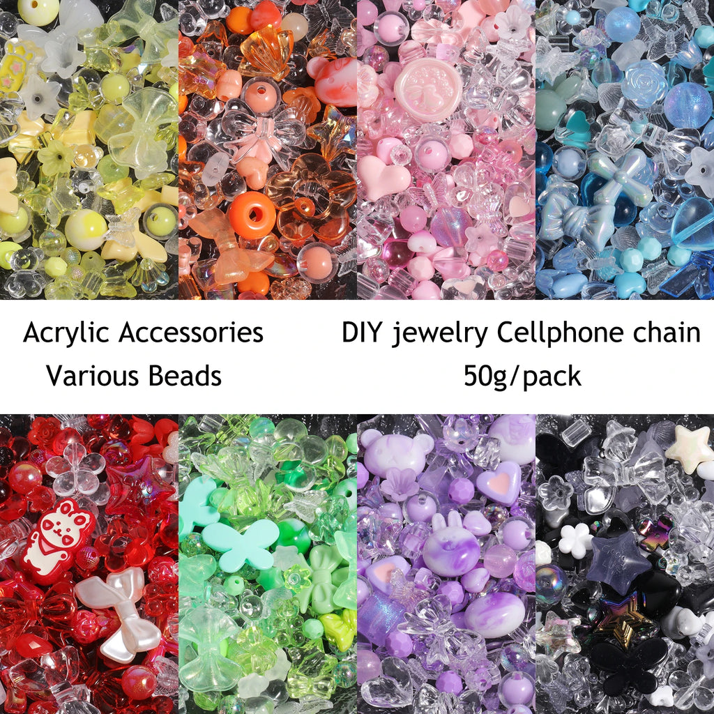 Acrylic Beads Assorted Flower Butterfly Heart Shapes for DIY Jewelry Making