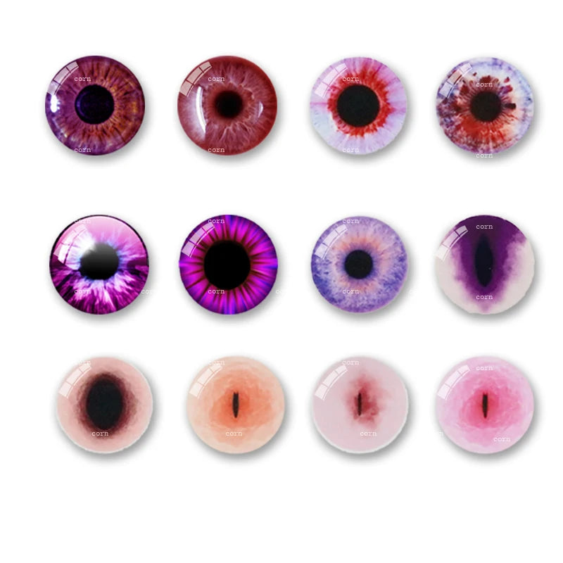 20pcs 8mm - 20mm New Fashion Doll Eyes Mixed Handmade Glass Pattern Flat eyes with round pupils Supplies