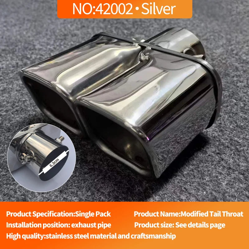 Stainless Steel Square Dual Outlet Exhaust Tip, Universal, 4 Finishes