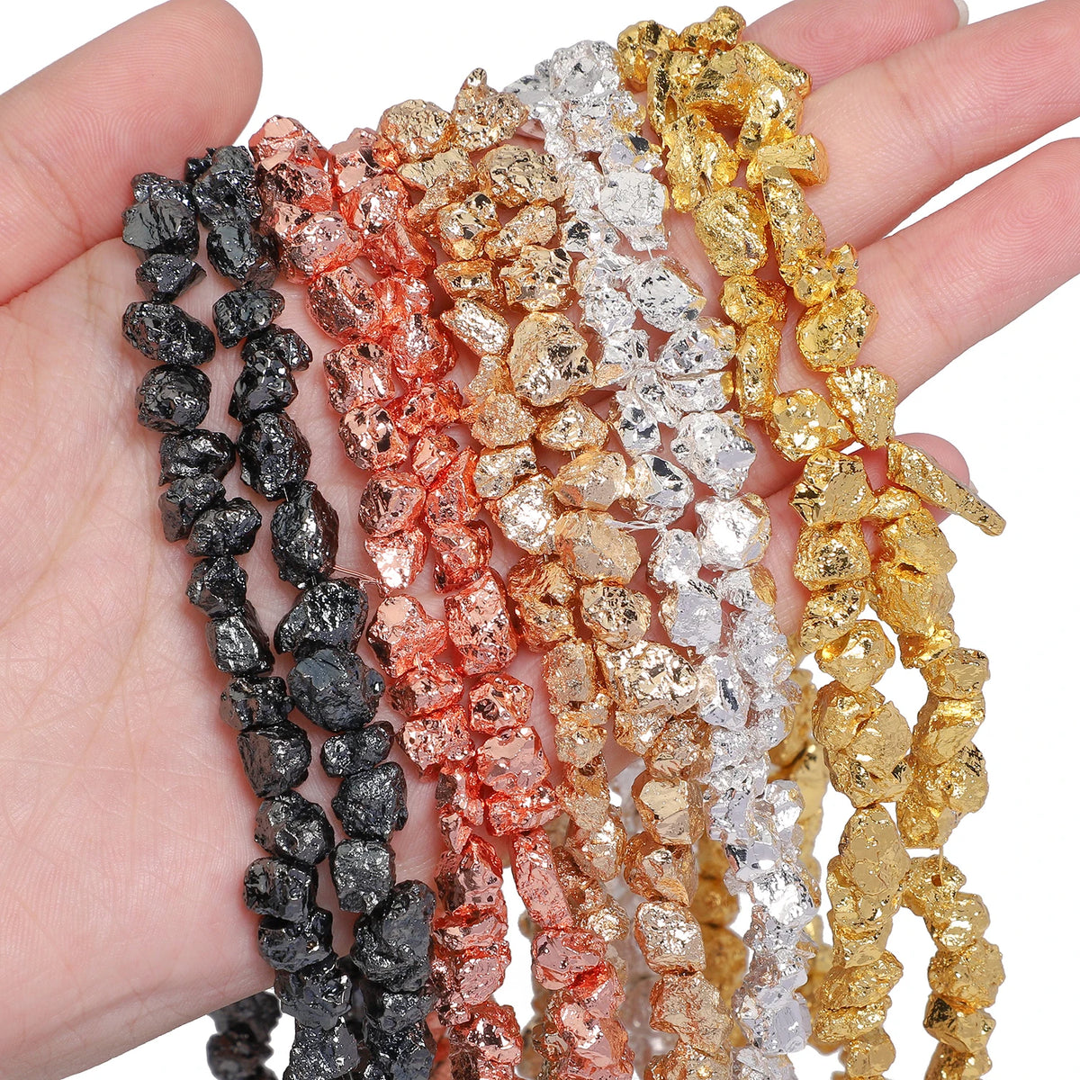 Stone Beads Irregular Iron Pyrite-Style Spacers for DIY Jewelry Making