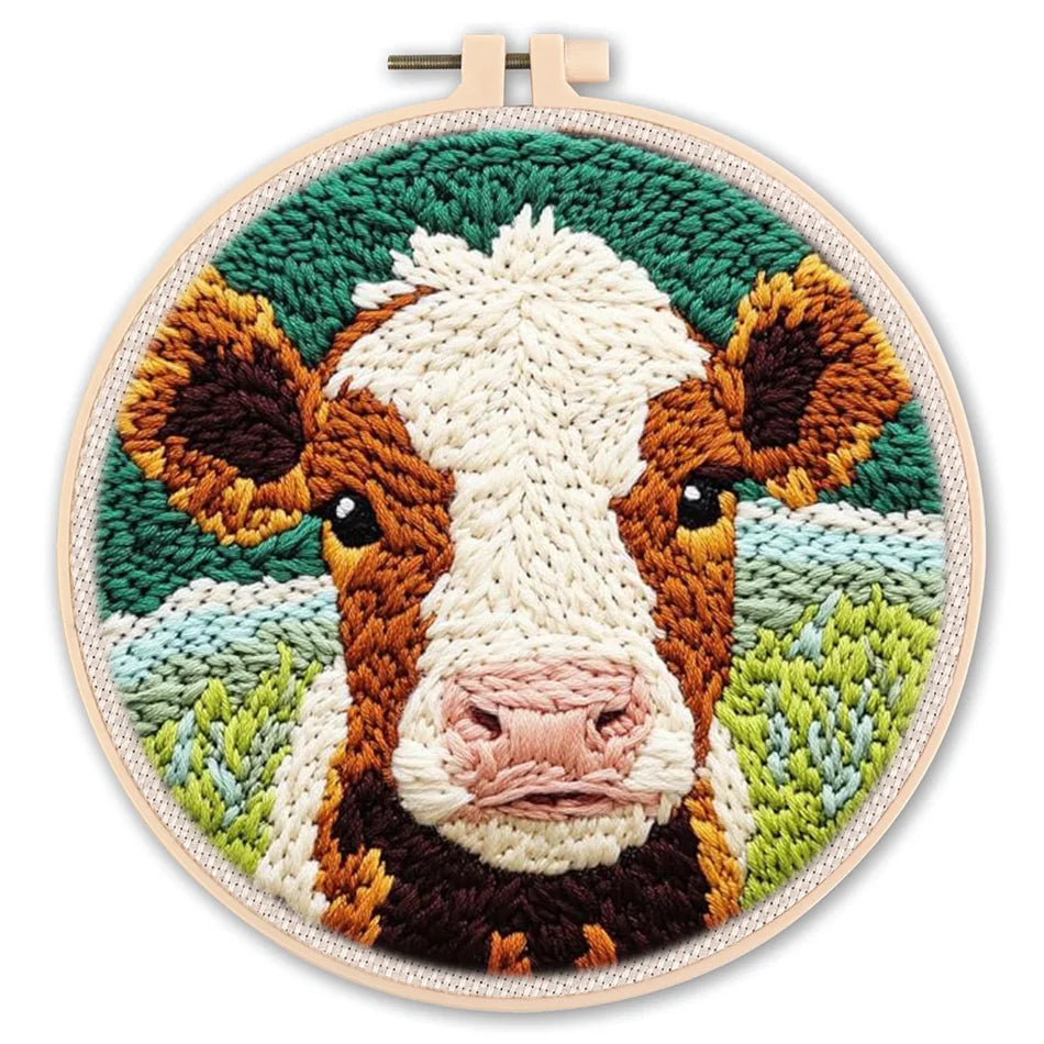 Punch Needle Kit, Animal Patterns with Frame for Handmade Embroidery Art