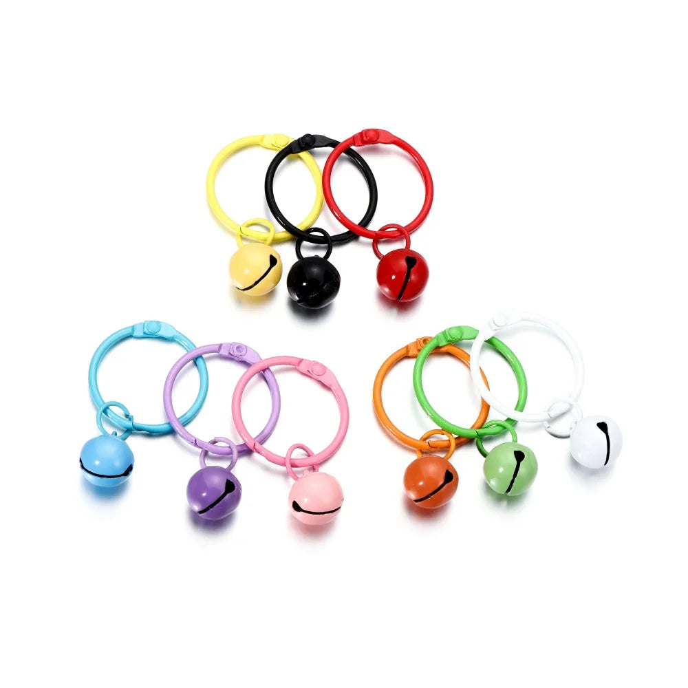 Keychain Findings Colorful Key Rings Circle With Bell Pendant DIY Jewelry Making