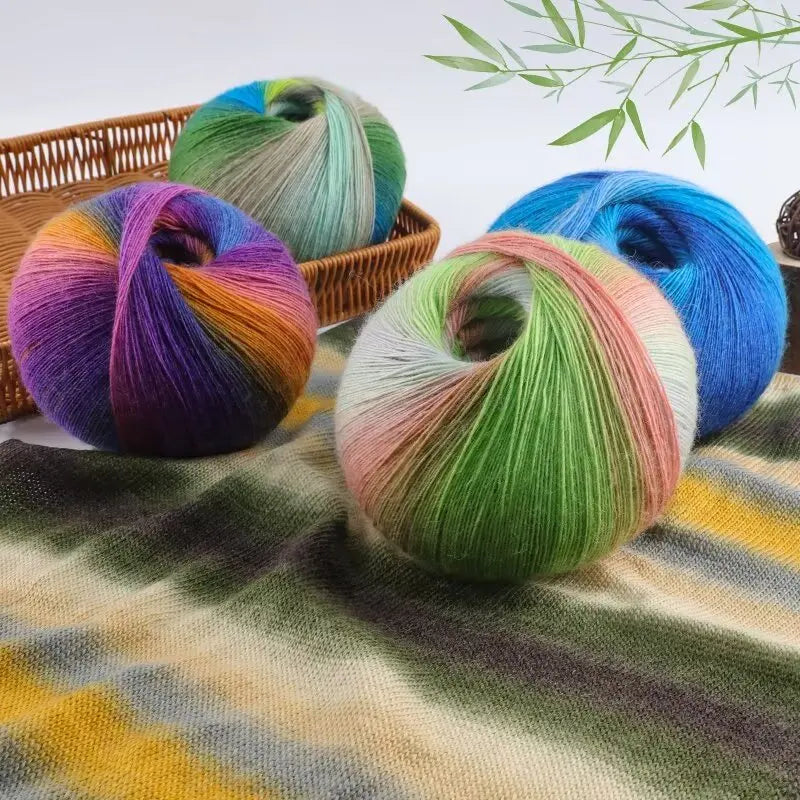 Yarn, Rainbow Gradient for Crochet Shawls, Sweaters, Hats & Flower Crafts