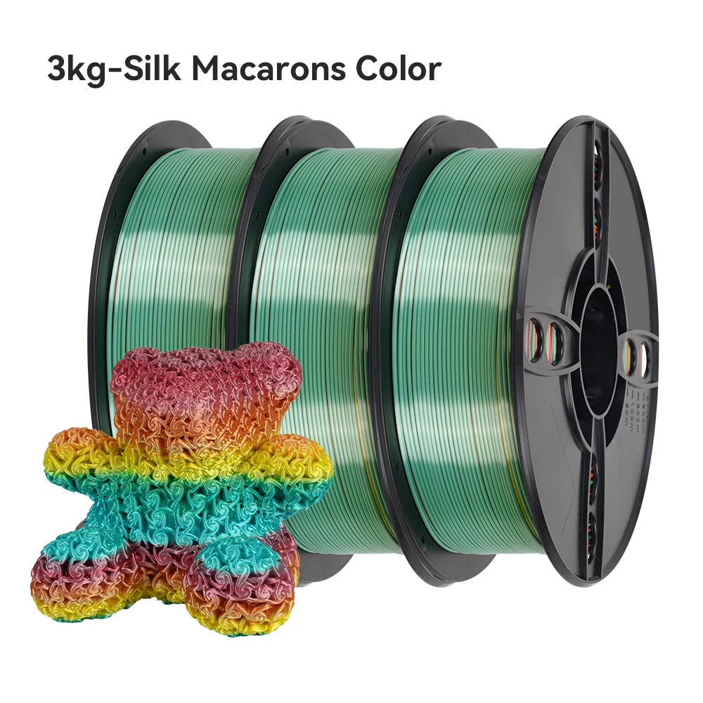 KINGROON Silk Rainbow PLA 3D Printer Filament 1.75mm Silk Candy Colors Glossy Neatly Wound 3D Filaments