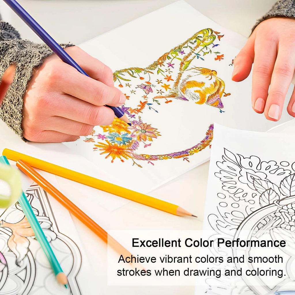 Colored Pencil Set, Oil-Based 2B, 72–180 Colors, Non-Toxic, Multiple Sets