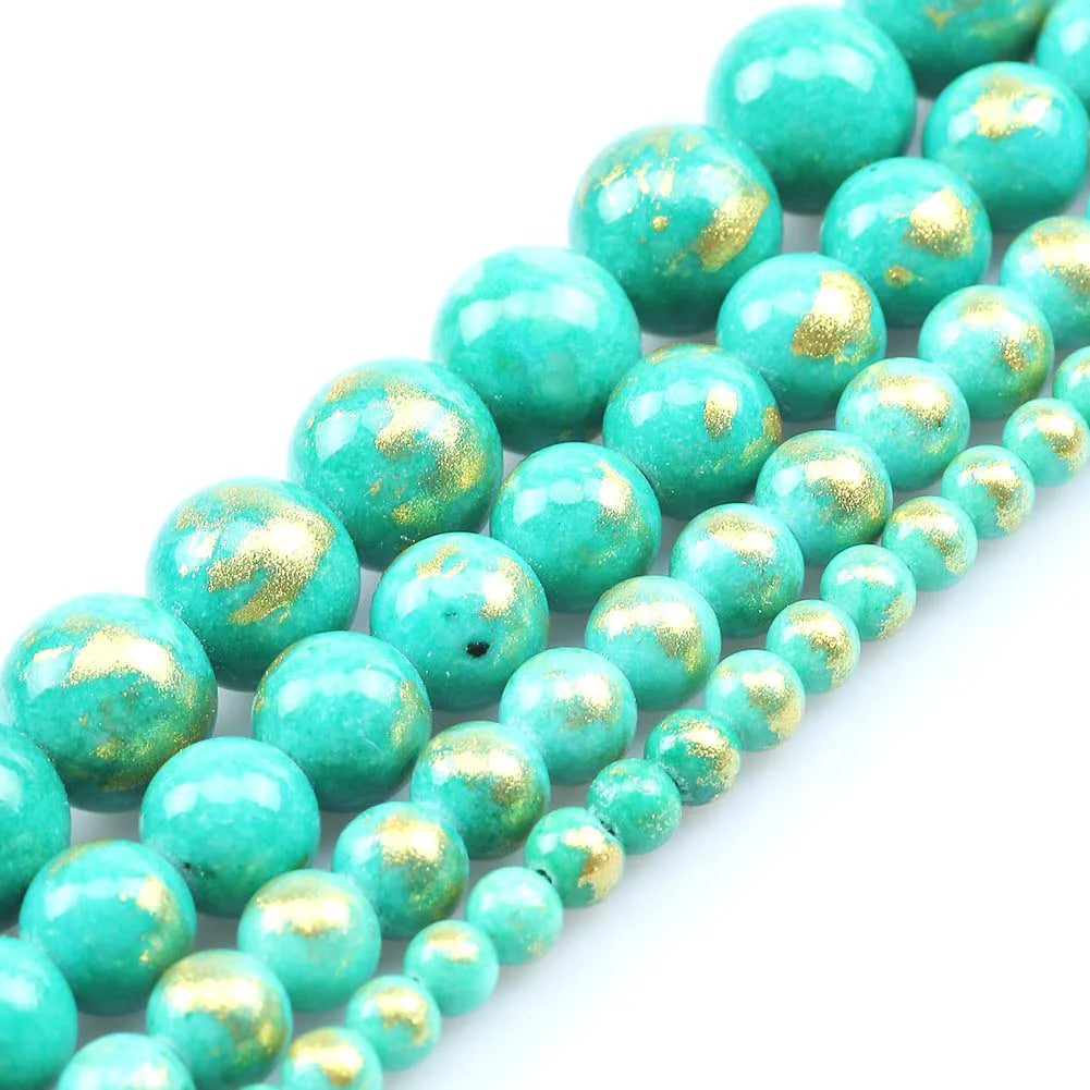 Stone Beads White Howlite-Style Gold-Tone Details for DIY Jewelry Making