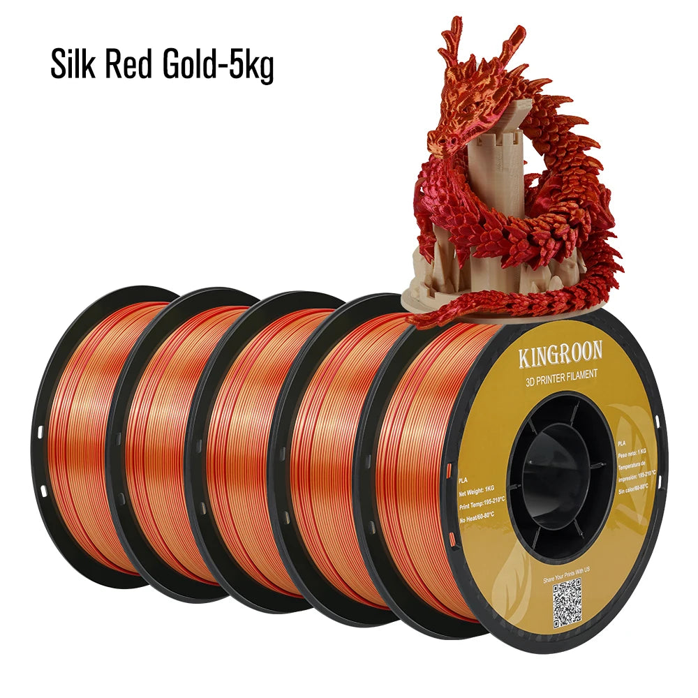 KINGROON Silk Dual-color PLA Filament 3D Printer 1.75mm 11/22 lbs Silk PLA Filament Plastic Materials 3D Printing Special Color