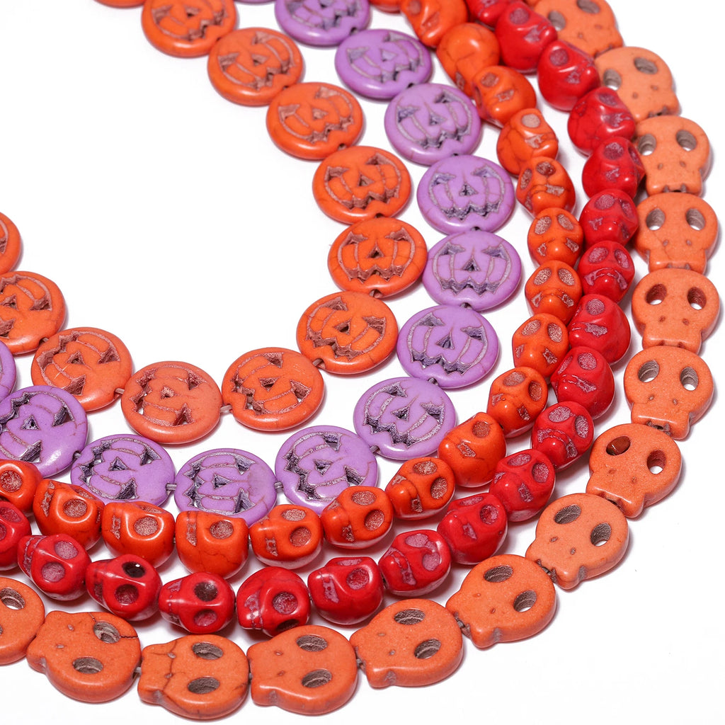 Stone Beads Halloween Pumpkin Skull Howlite Styles for DIY Jewelry Making