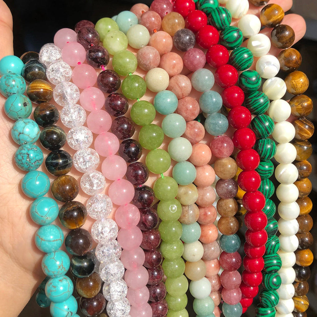 Stone Beads Tiger Eye Amethyst-Style Crystal Spacer Bracelets Necklace