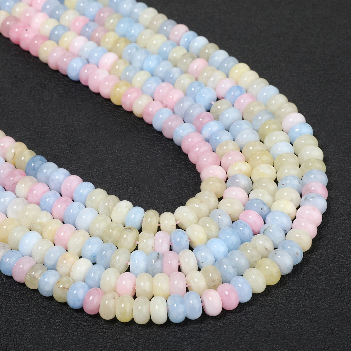 Stone Beads Morganite-Style Jade Rondelle Spacers for DIY Jewelry Making
