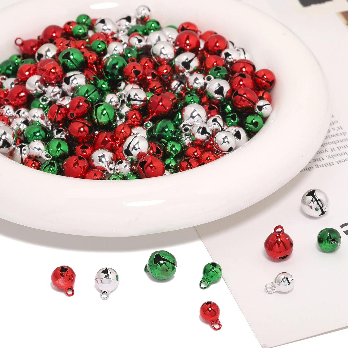 Jingle Bells Colorful Metal Christmas Craft Charms DIY Jewelry Making