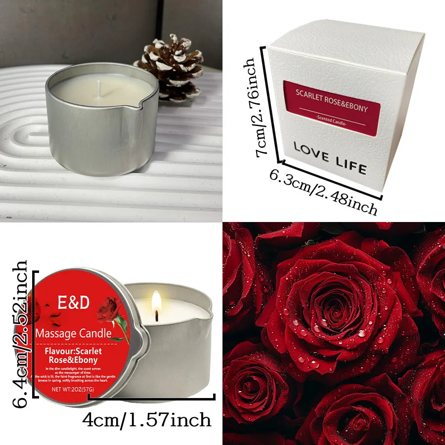1pc Rose Scented Home Body Oil Aromatherapy Candle, Massage Oil Candle /2oz Massage Oil Candle for Pure Relaxation and Home SPA
