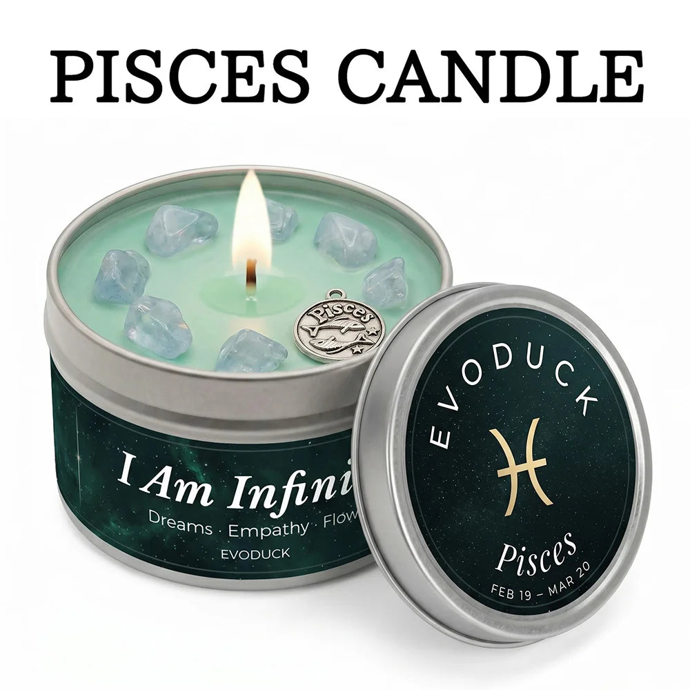 Scented Candles EVODUCK Zodiac Crystal Tins Astrology Birthday Home Fragrance