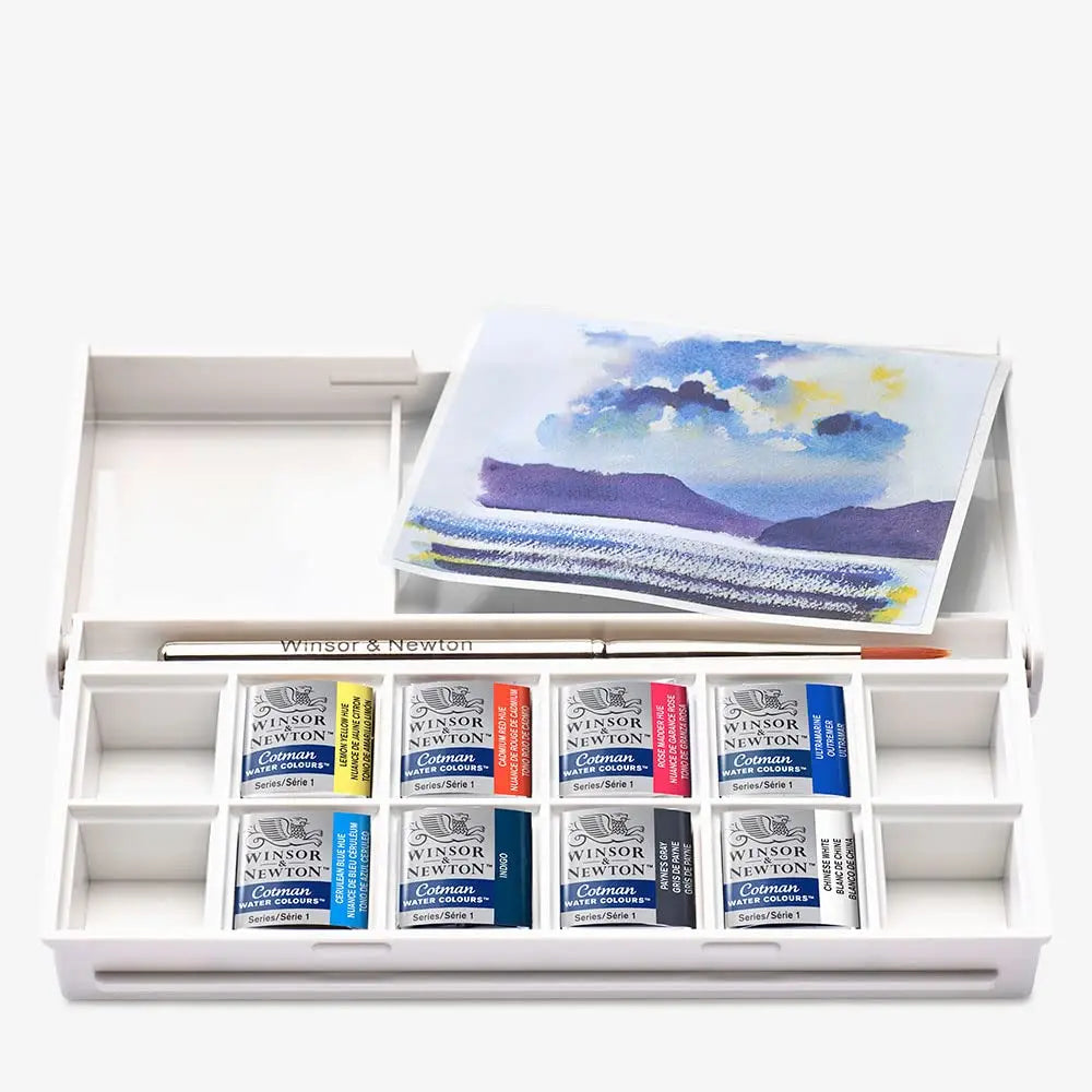 Watercolor Paint Set, Winsor & Newton Cotman, 8 Half Pans, 5 Color Themes