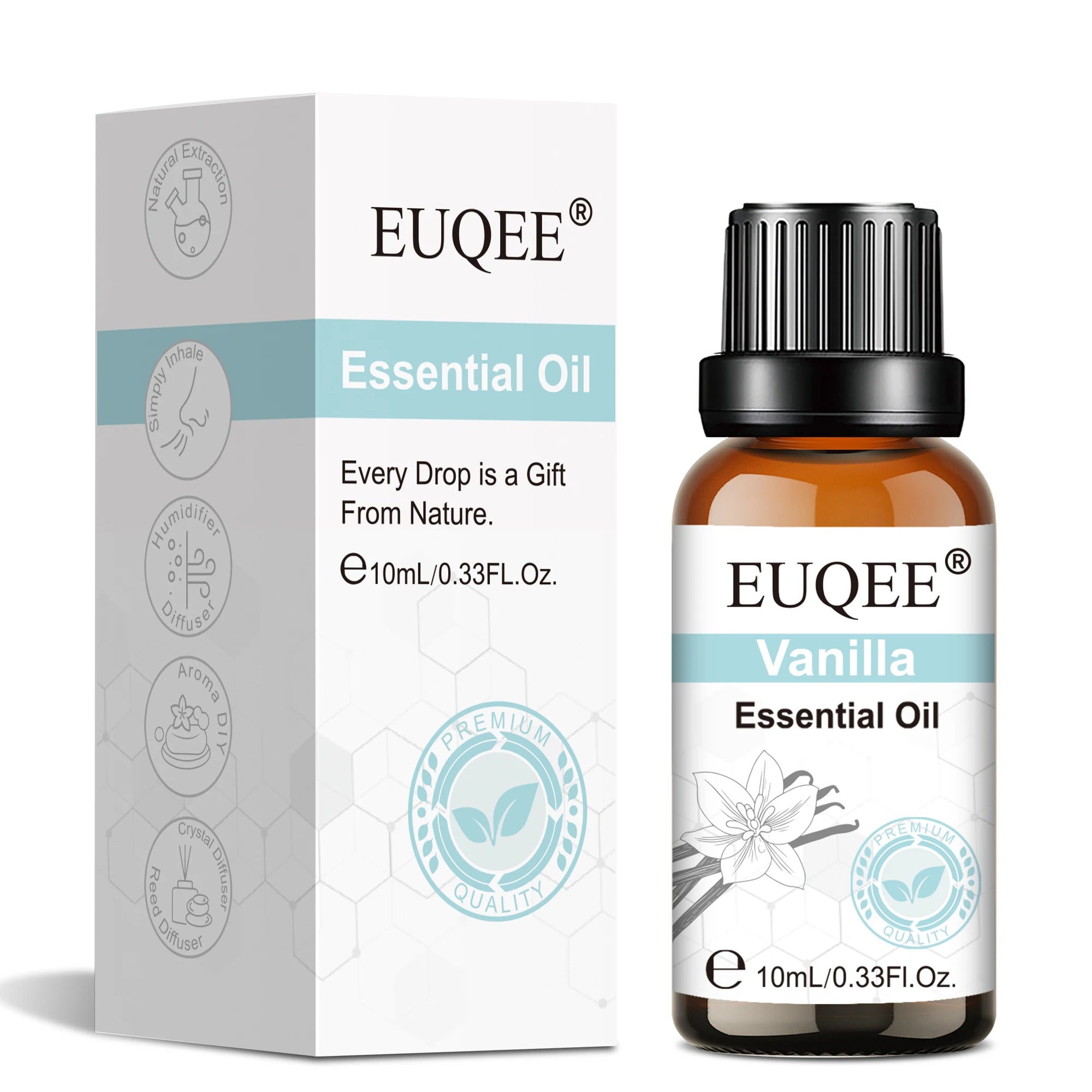 EUQEE 10ml Pure Essential Oil For Humidifier,Diffuser,Candle Making-Eucalyptus Vanilla Citronella Aromatherapy Essential Oils