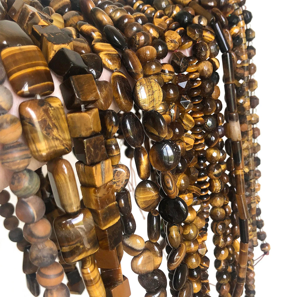 Stone Beads Yellow Tiger Eye Mixed Shapes for DIY Jewelry Making Craft Beads