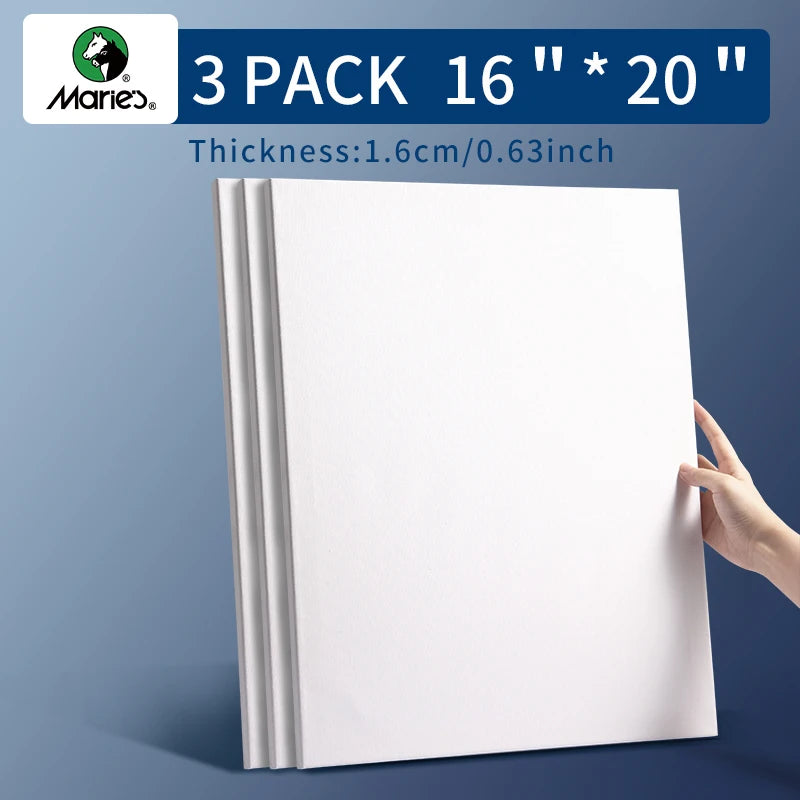 Marie's Stretched Canvas 3-Pack 100% Cotton Primed Rectangle and Round