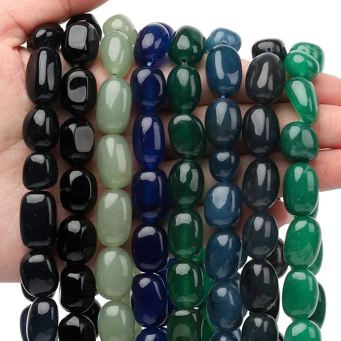Glass Beads Multicolor Chalcedony-Style Jade-Style Irregular Bracelets