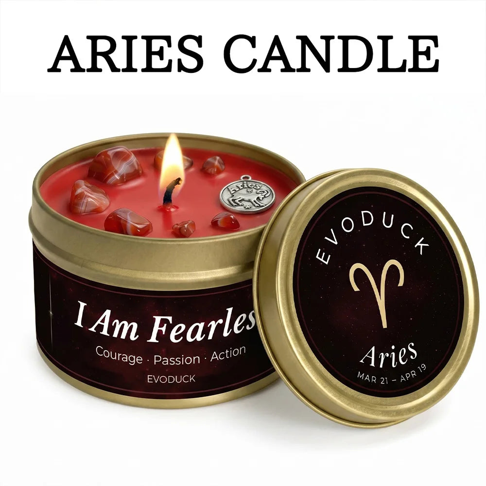 Scented Candles EVODUCK Zodiac Crystal Tins Astrology Birthday Home Fragrance
