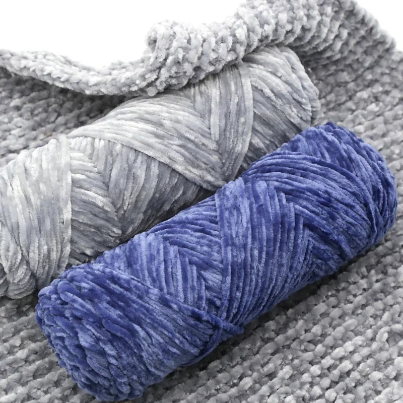 Yarn, Chenille Velvet-Style with Gold Luster for Scarves, Sweaters & Dolls