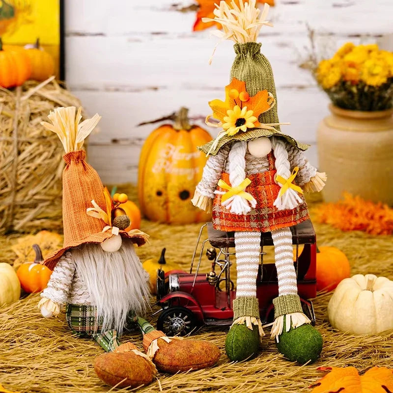 Thanksgiving Decorations Maple Leaf Hanging Boys And Girls Hanging Straw Scarecrow Toys Scarecrow Decorative Gnome Plush Toys