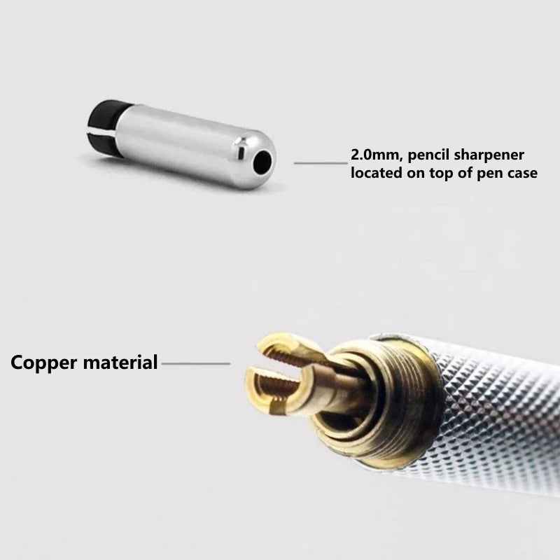 Full Metal Mechanical Pencil with Lead Refills — 0.3 to 3.0mm Precision Drawing