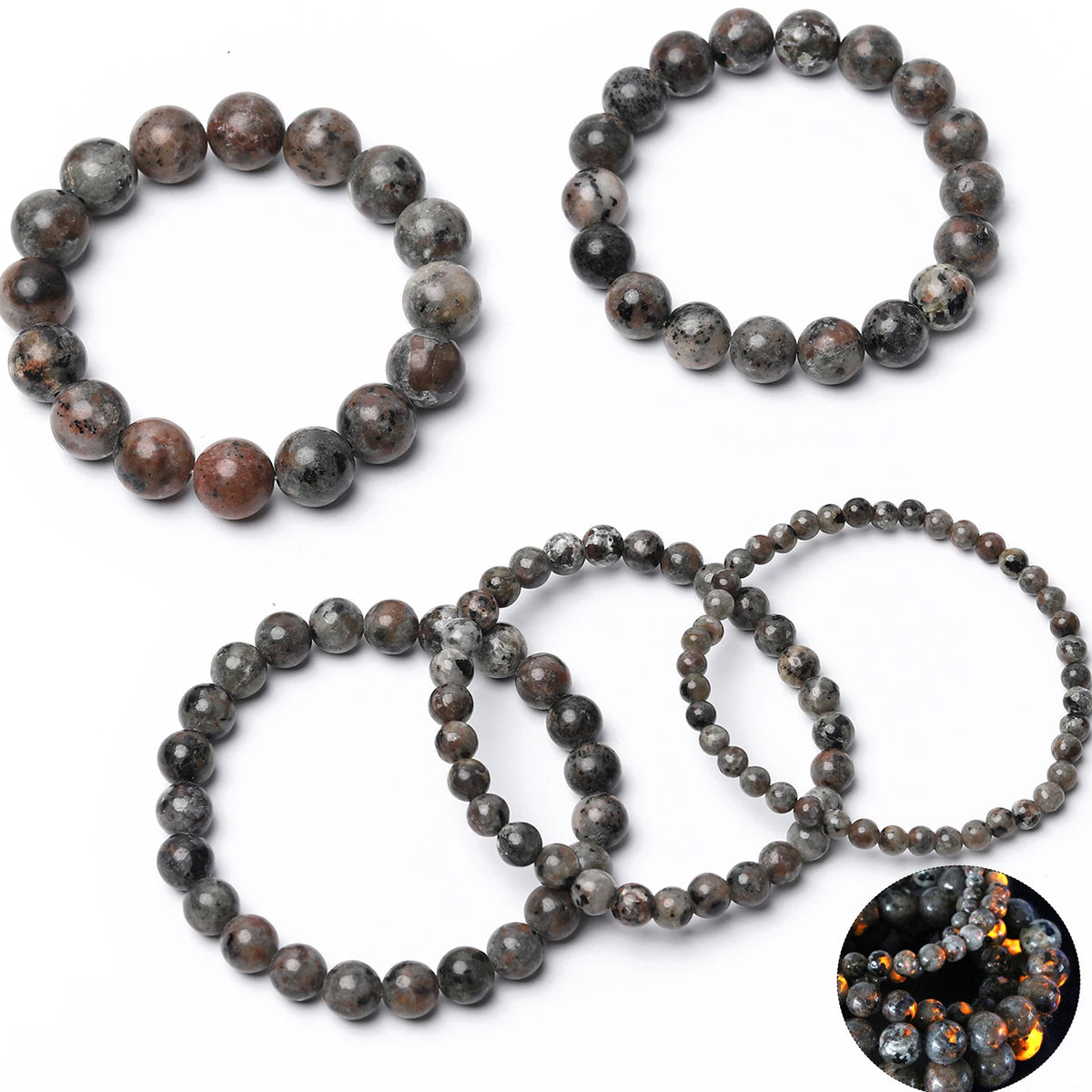 Bracelet Round Flame-Style Stone Beaded Stretch DIY Jewelry Making