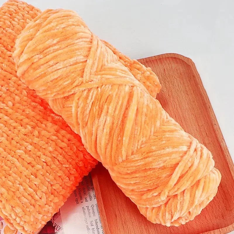 Yarn, Chenille Velvet-Style with Gold Luster for Scarves, Sweaters & Dolls