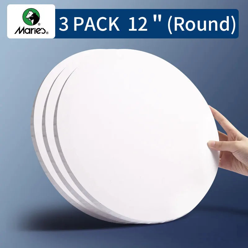 Marie's Stretched Canvas 3-Pack 100% Cotton Primed Rectangle and Round