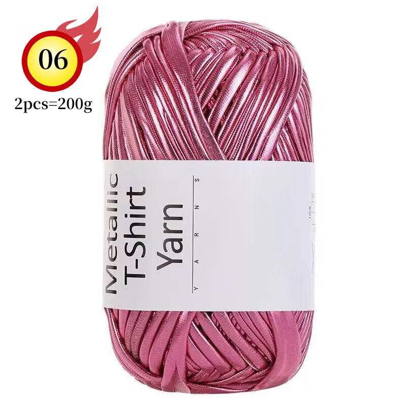 Yarn, Shiny Metallic Fabric for Crochet Bags, Cushions, Baskets & Crafts