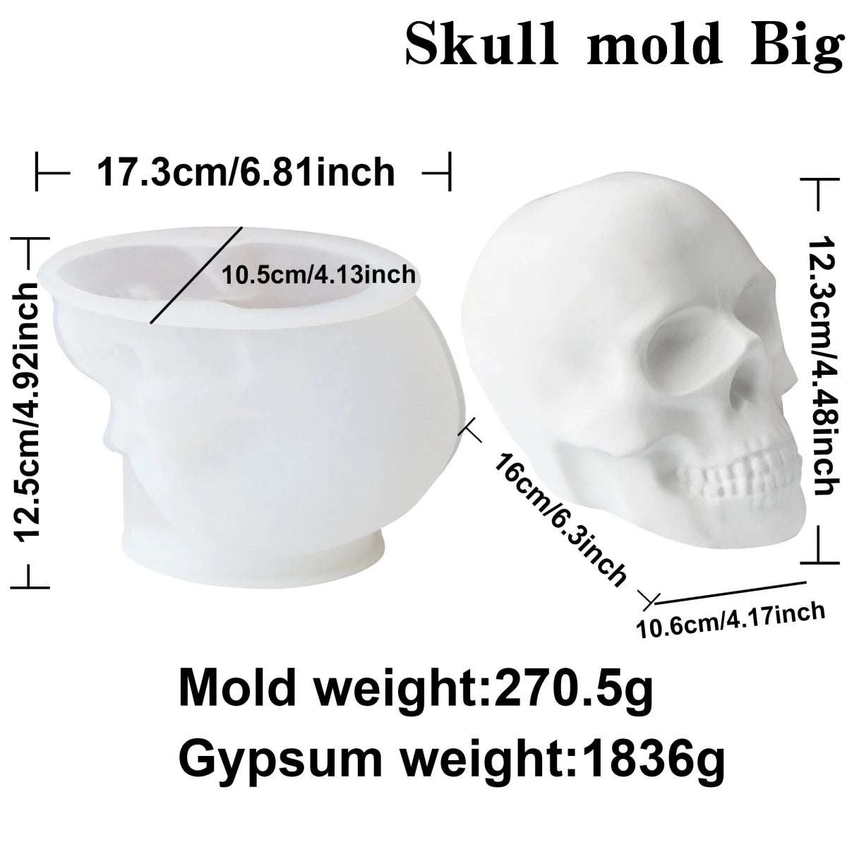 Skull Candle & Resin Mold - Silicone 3D, 10 Sizes & Sets