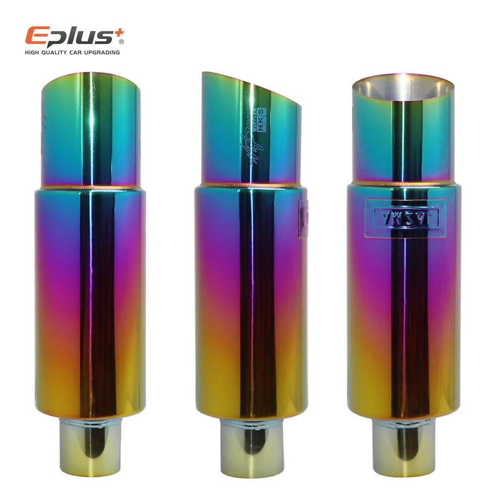 Stainless Steel Car Exhaust Drum Muffler Tail Pipe Universal 51-63mm