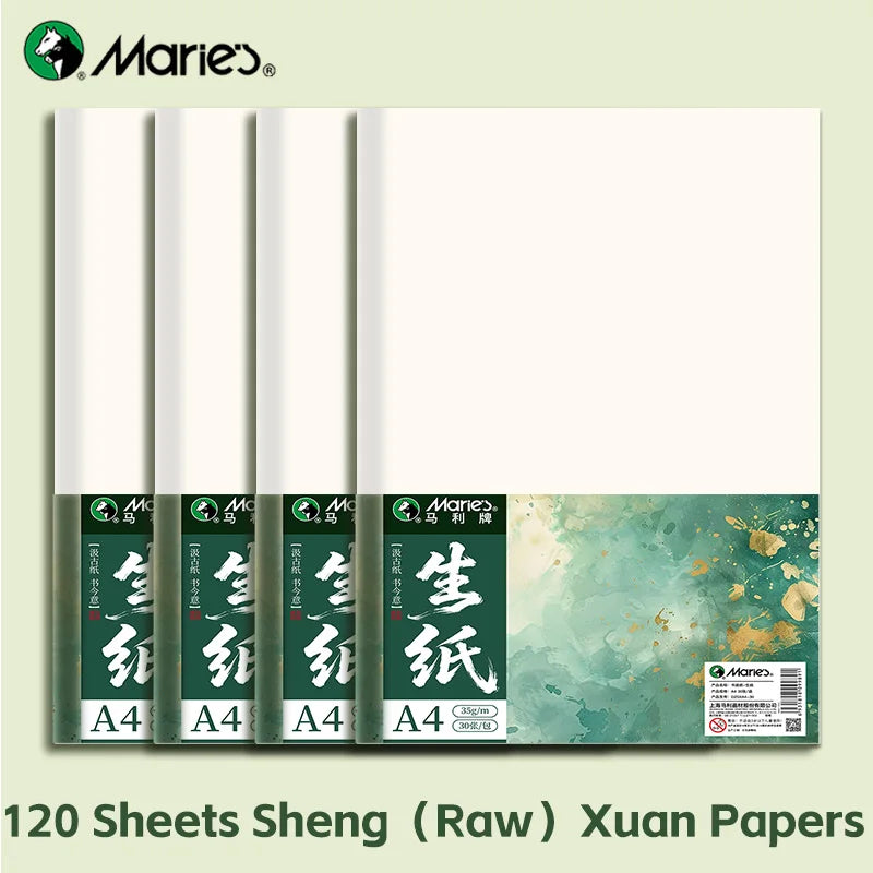 Marie's Rice Paper (Raw) 120 Sheets — Sumi, Ink & Watercolor Painting