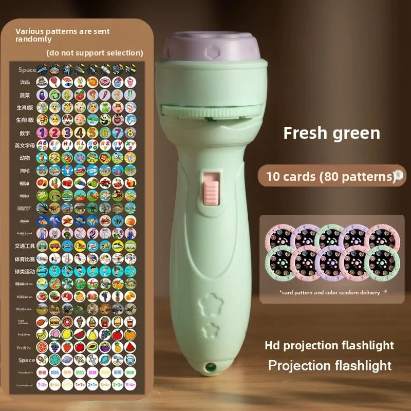 Christmas Cartoon Projection Flashlight  Creative Children Flashlight Toy Projector Baby Toys Bedtime Story Book Toy3-10 Cards