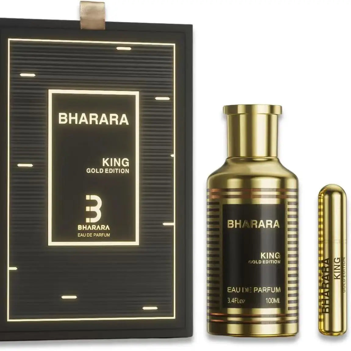 Bharara King Gold Edition Men's Cologne EDP 3.4 oz Woody Spicy with Travel Spray