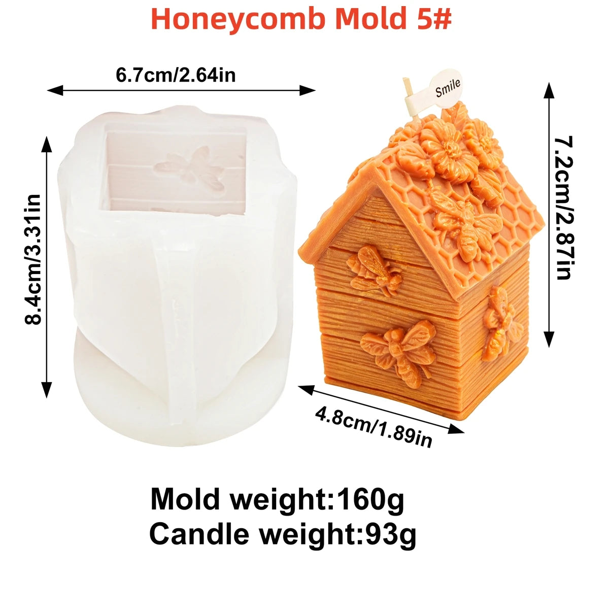 3D Bee Honeycomb Silicone Candle Mold — 10 Styles, Pillar & Beehive
