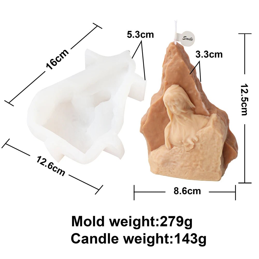 Candle Mold Silicone Virgin Mary Holy Family Jesus Religious Figure DIY Wax
