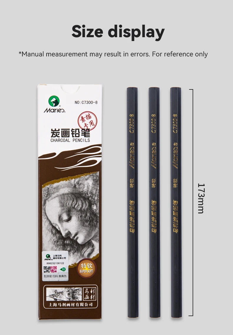 Borrence Graphite & Charcoal Sketch Pencils — Single Grade & Mixed Packs
