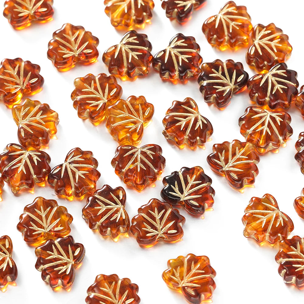 Acrylic Beads Vintage Amber Maple Leaf Spacer Necklace Bracelets Craft Beads
