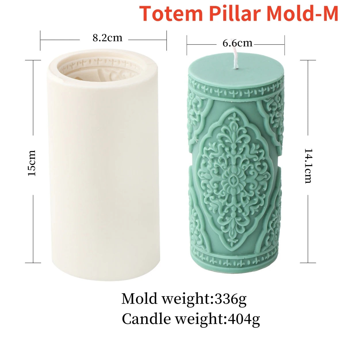 Totem Pillar Candle Mold - Silicone Floral Lace Cylinder S/M/L
