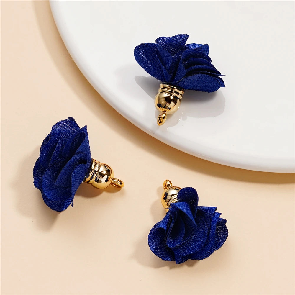 Earring Components Fabric Flower Tassel Pendants Bracelet DIY Jewelry Making