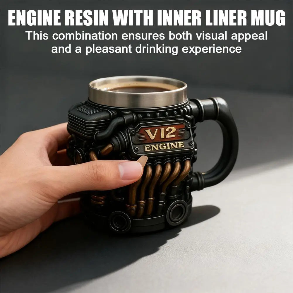 Engine Shaped Mug | Stainless Steel Liner | V6, V8 & V12 Designs | Gift