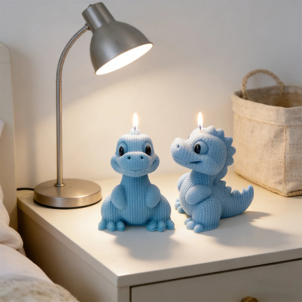 3D Knitted Dinosaur Silicone Candle Mold Cute Cartoon Dino Resin Mould for Soap,Plaster, DIY Aromatherapy Candle Home Decor Gift