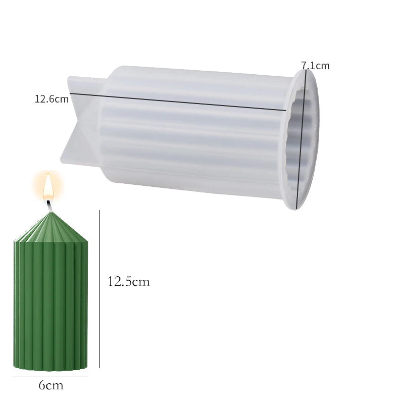 DIY Striped Cylindrical Candle Silicone Mold 3D Church Pointed Aromath Soap Molds Candles Making Tool Wedding Party Decor Gifts