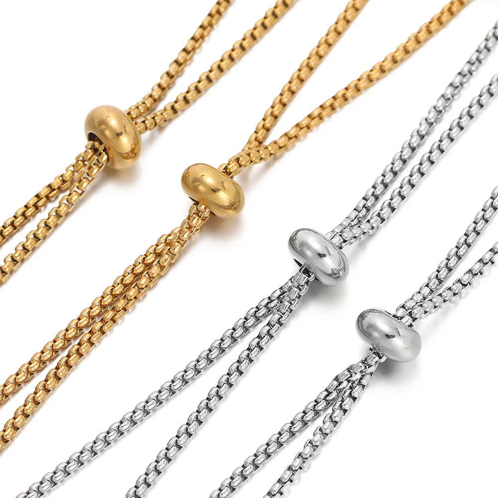 Bracelet Chains Stainless Steel Adjustable Slide Beads DIY Jewelry Making
