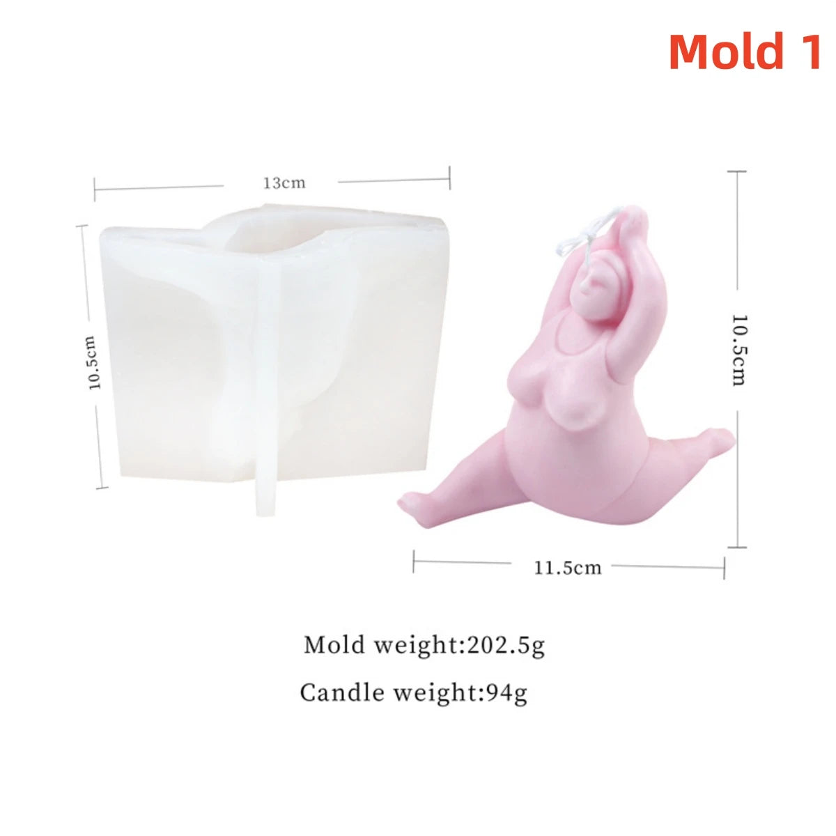 Yoga Pose Candle Mold - Silicone 3D Body, 20 Styles